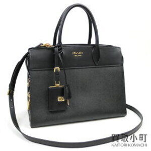 Prada Esplanade Bag Saffiano City Calf Leather Logo Black Tote Handbag